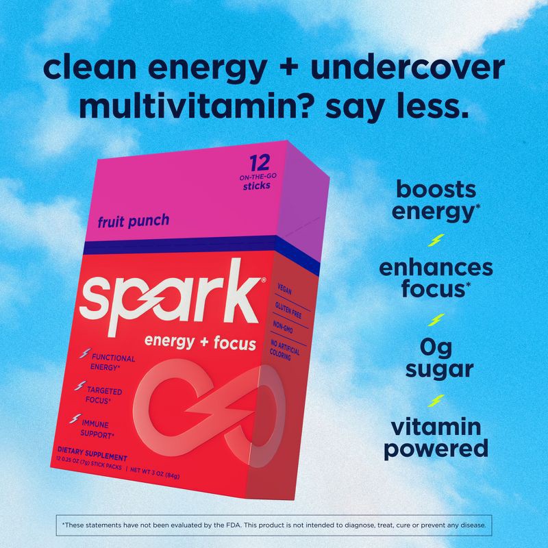 slide 4 of 7, Spark Energy + Focus Drink Mixes Box - Fruit Punch - 3oz/12ct, 12 ct; 3 oz