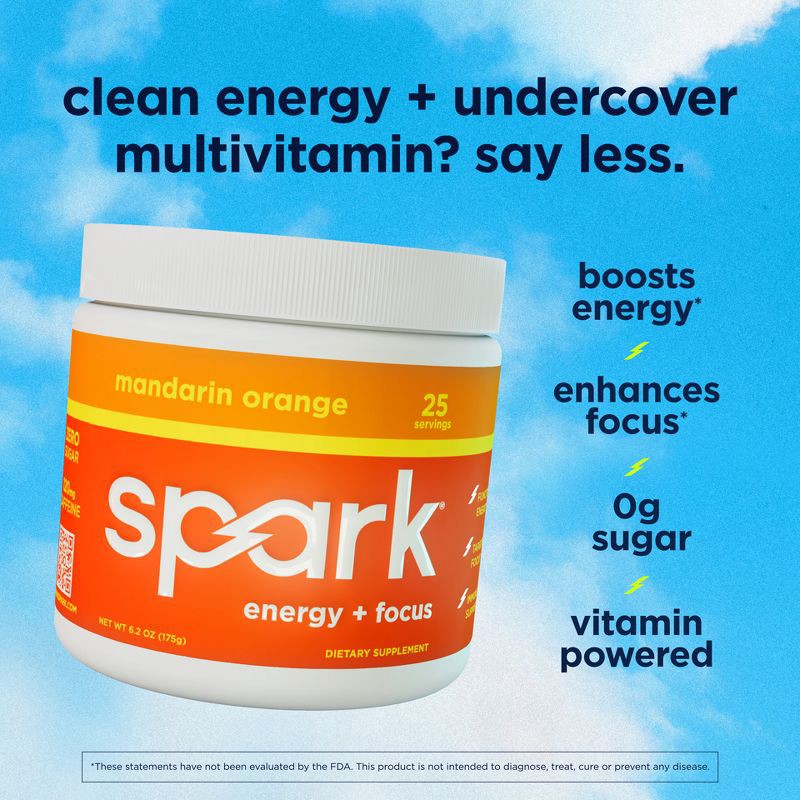 slide 8 of 8, Spark Energy + Focus Drink Mixes Canister - Mandarin Orange - 6.2oz/25 Servings, 6.2 oz, 25 servings