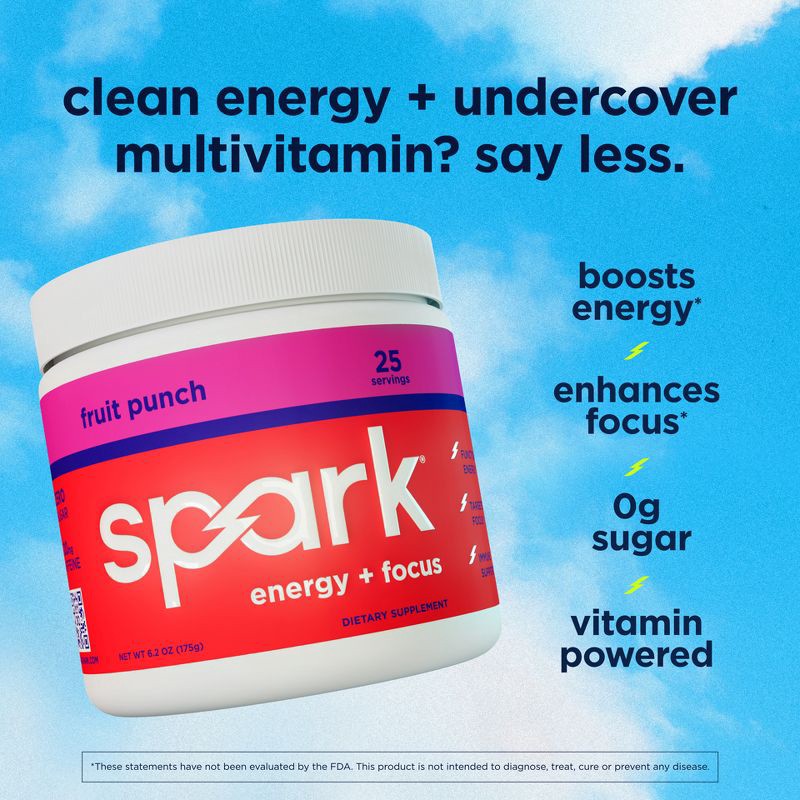 slide 4 of 6, Spark Energy + Focus Drink Mixes Canister - Fruit Punch - 25 Servings, 25 servings