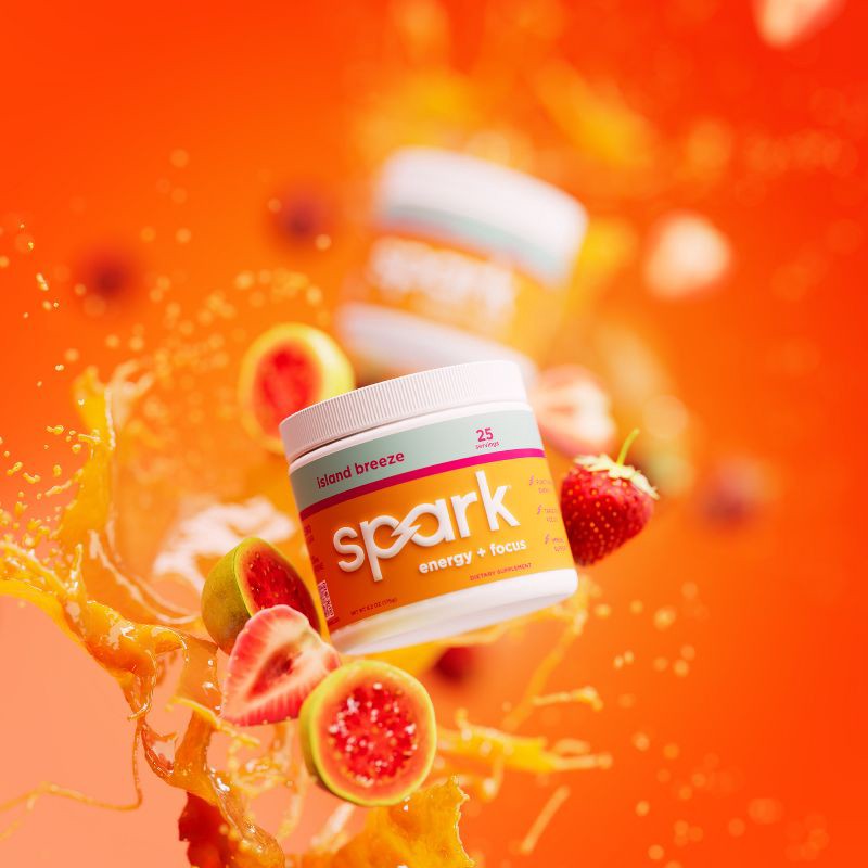 slide 3 of 7, Spark Energy + Focus Drink Mixes Canister - Island Breeze - 25 Servings, 25 servings