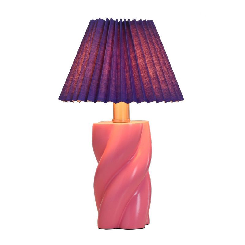 slide 2 of 4, StyleCraft Prism Twisted Pink Mini Table Lamp with Purple Shade, 1 ct