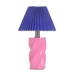 StyleCraft Prism Twisted Pink Mini Table Lamp with Purple Shade