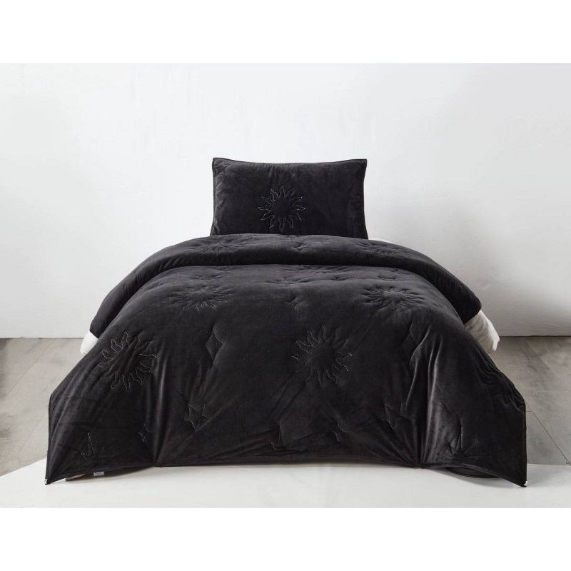 slide 1 of 6, QCNCD Celestial Garden Twin Velvet Embroidery Comforter, 1 ct