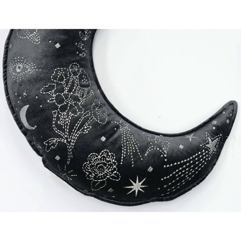 slide 2 of 3, ZADORA Celestial Garden Embroidered Moon Shape Decorative Pillow, 1 ct