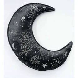 ZADORA Celestial Garden Embroidered Moon Shape Decorative Pillow