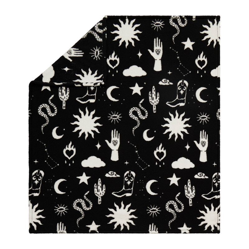 slide 2 of 4, Makers Collective Celestial Garden Faux Shearling Black/White Throw, 1 ct