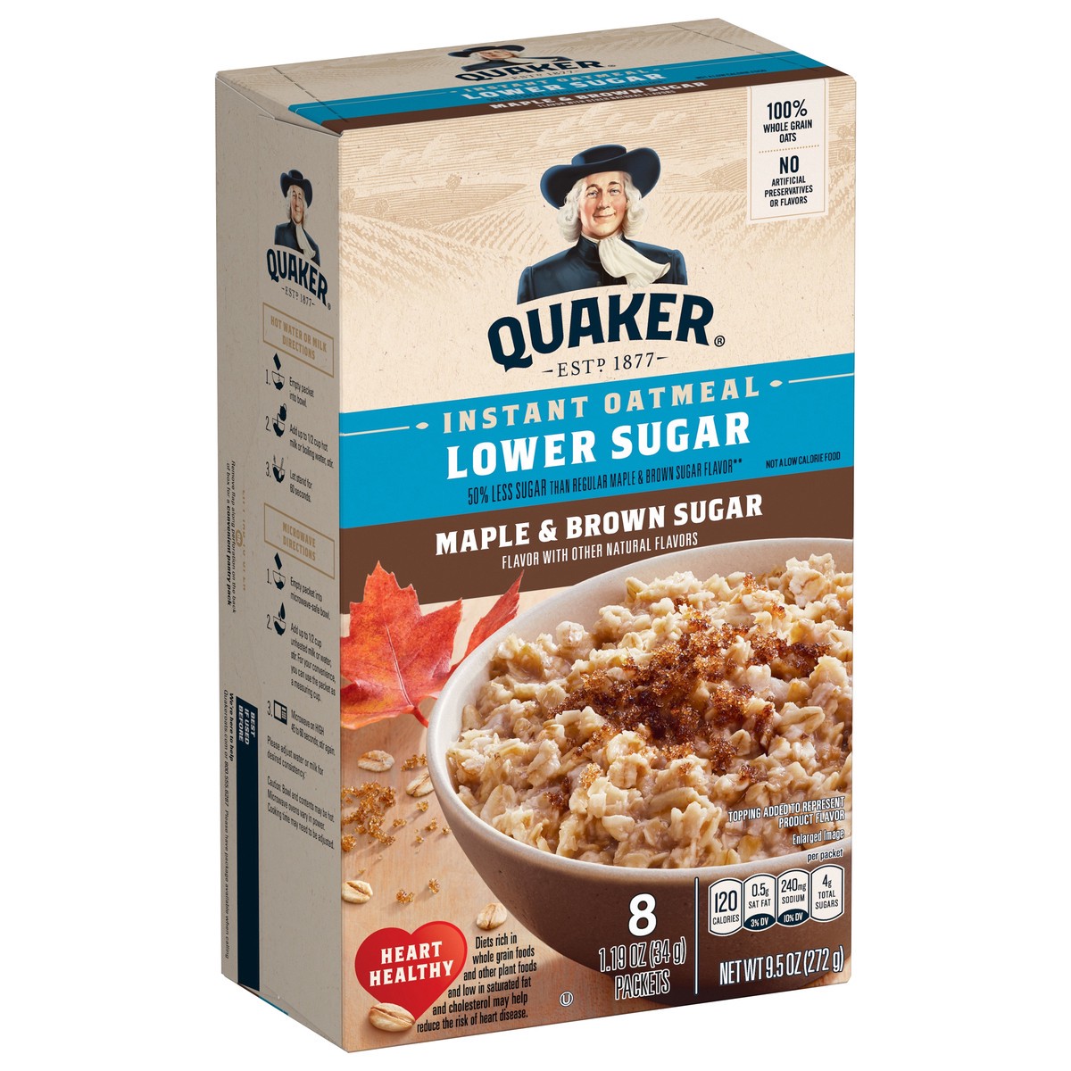 slide 2 of 6, Quaker Instant Oatmeal Maple & Brown Sugar 1.19 Oz 8 Count, 8 ct