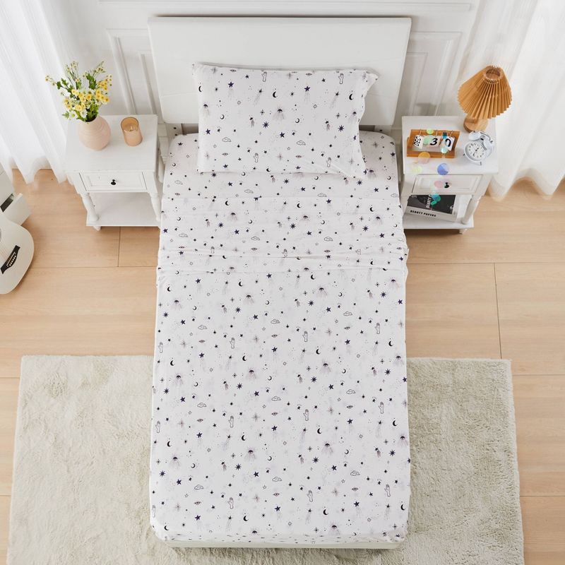 slide 1 of 4, Mingled Threads Celestial Garden Twin Celestial Sky Jersey Sheet Set, 1 ct
