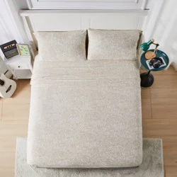 Mingled Threads Seek Full Topography Print Jersey Sheet Set