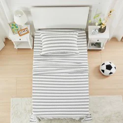 Mingled Threads Sportopia Twin Black/White Checkered Grid Jersey Sheet Set