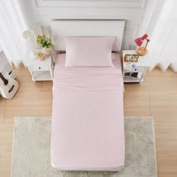 Mingled Threads Prism Twin Pink/Blue Wave Grid Jersey Sheet Set