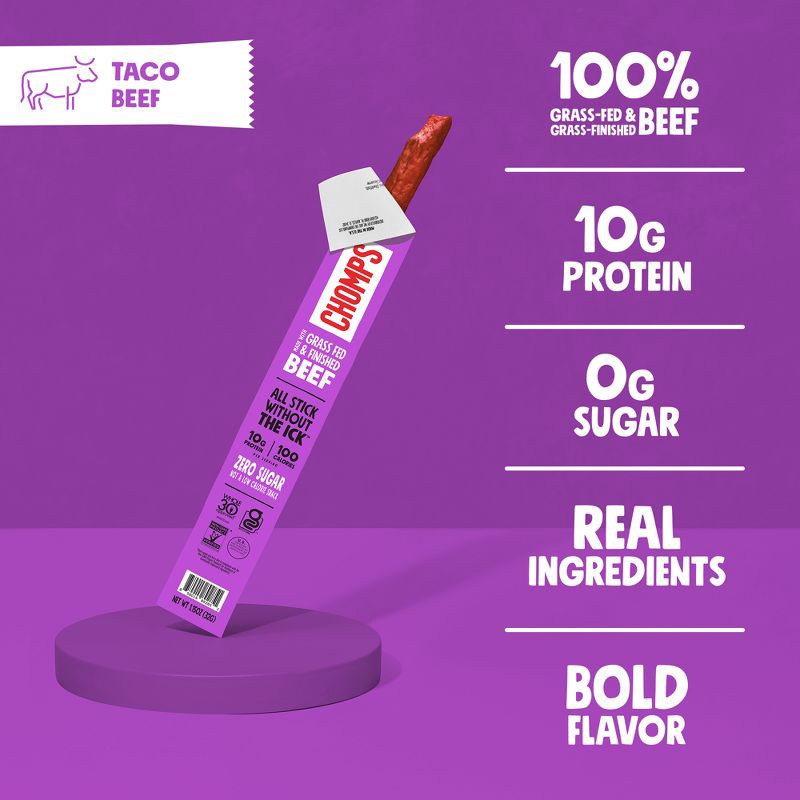 slide 5 of 7, Chomps Snack Sticks Taco Beef Sticks - 9.2oz/8ct, 9.2 oz, 8 ct