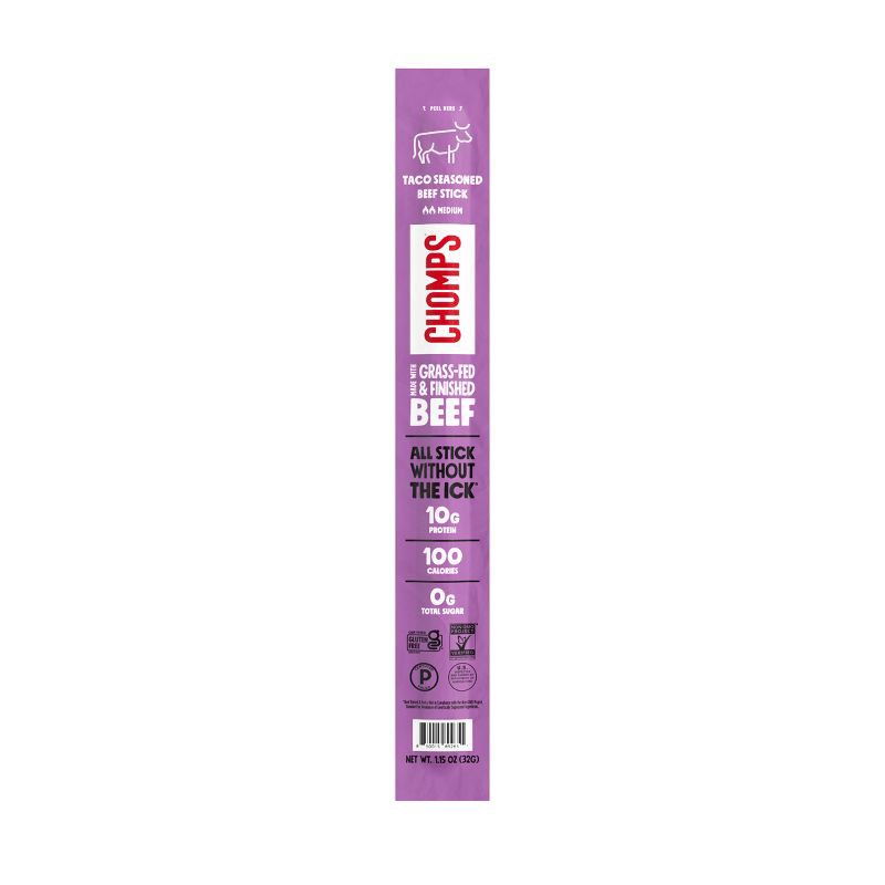 slide 1 of 6, Chomps Snack Sticks Taco Beef Meat Stick - 1.15oz, 1.15 oz