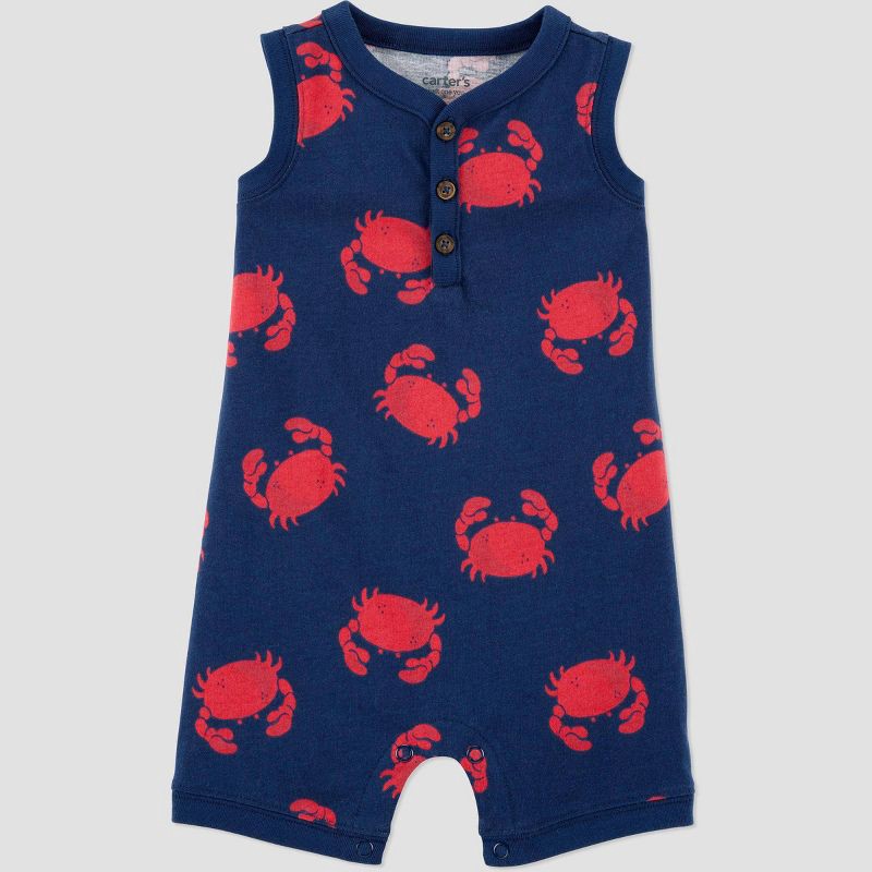slide 1 of 3, Carter's Just One You® Baby Boys' Crab Romper - Navy Blue/Red 9M, 1 ct