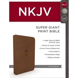 Harper Collins Super Giant Print Bible-NKJV - by Thomas Nelson Publishers (Leather Bound)