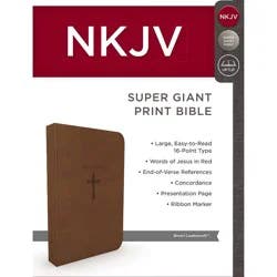 Harper Collins Super Giant Print Bible-NKJV - by Thomas Nelson Publishers (Leather Bound)