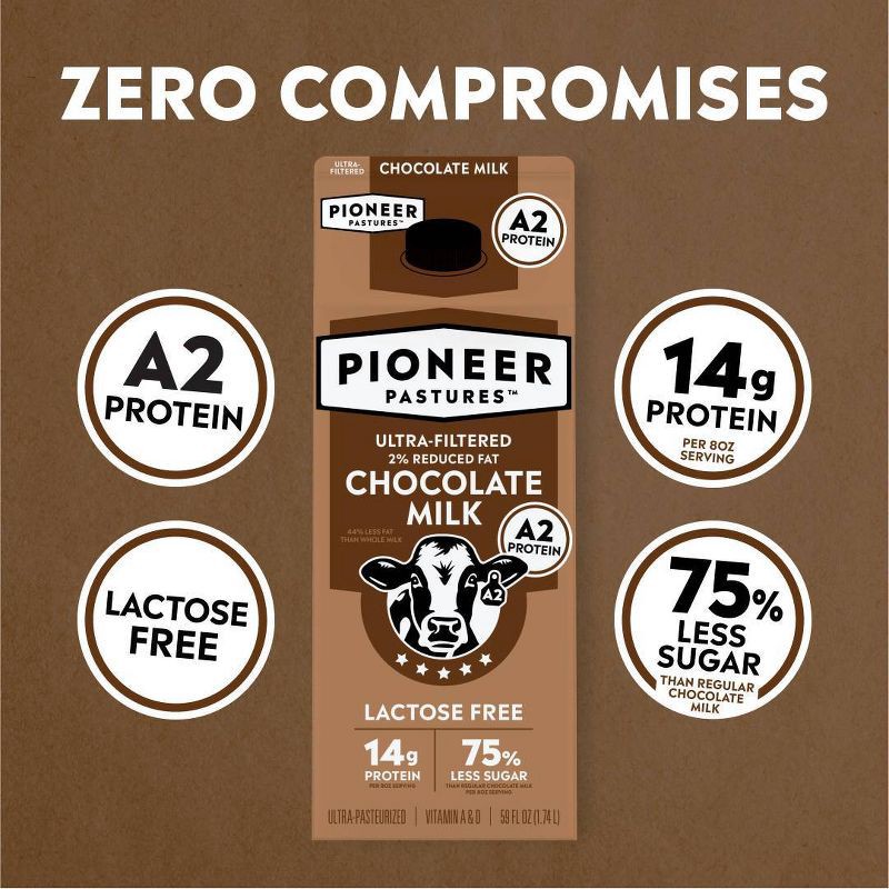 slide 2 of 9, Pioneer Pastures Lactose Free A2 Chocolate 2% Reduced Fat Milk - 59 fl oz, 59 fl oz