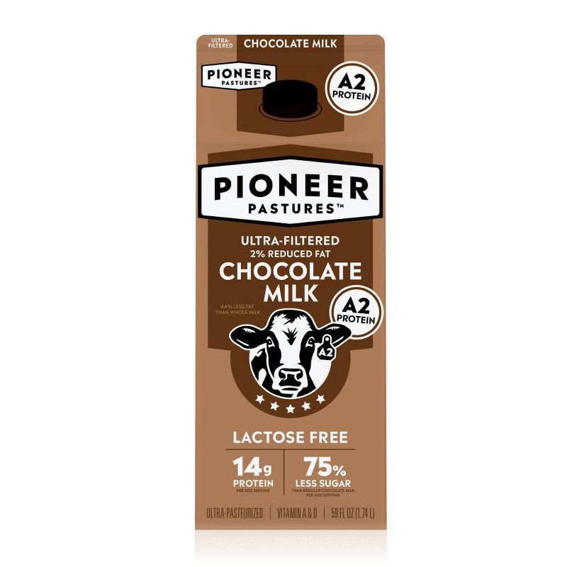 slide 1 of 9, Pioneer Pastures Lactose Free A2 Chocolate 2% Reduced Fat Milk - 59 fl oz, 59 fl oz