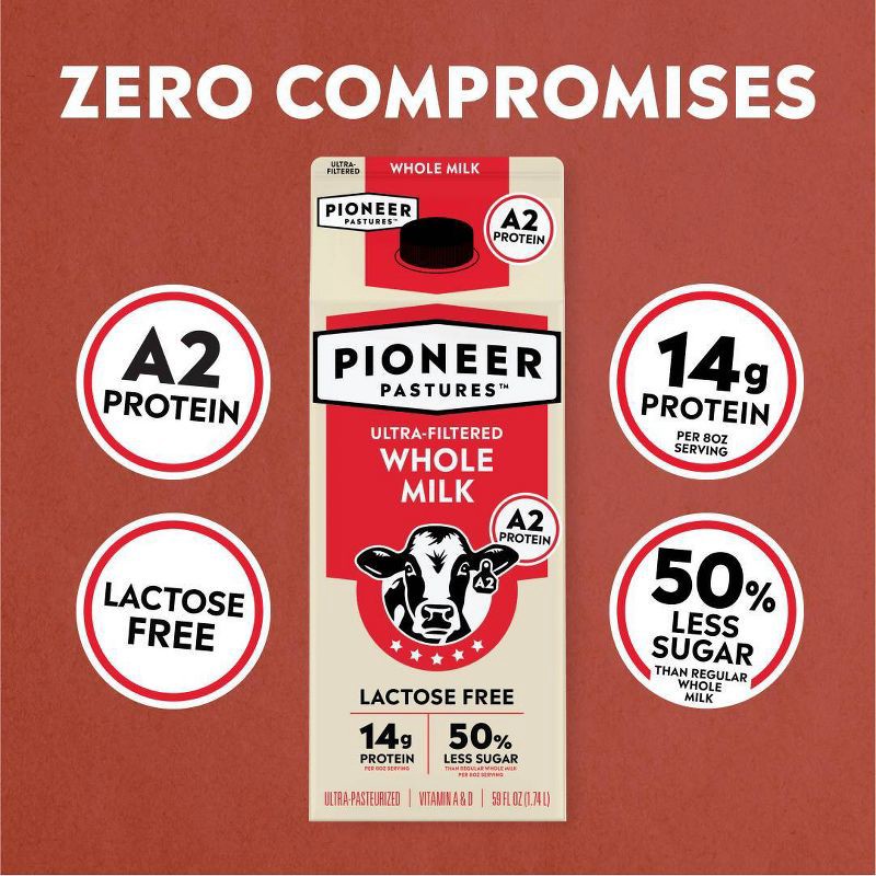 slide 2 of 9, Pioneer Pastures Lactose Free A2 Whole Milk - 59 fl oz, 59 fl oz