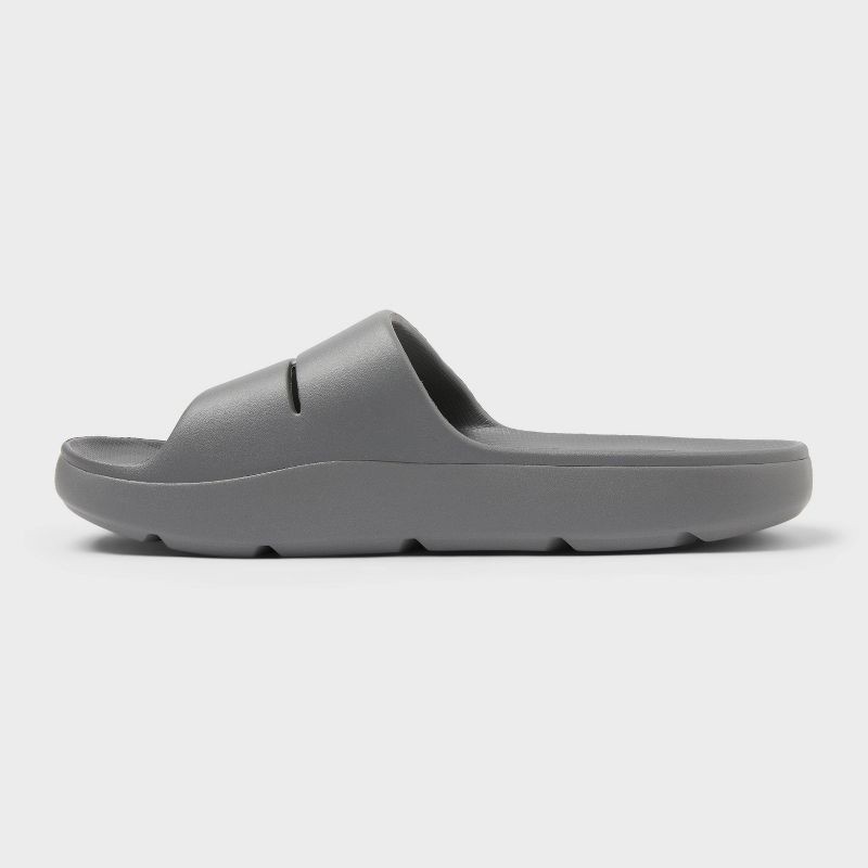 slide 4 of 4, Men's Archie Recovery Slide - All In Motion™ Gray 9: Slip-On Sandals, Contoured Footbed, Arch Support, 1 ct