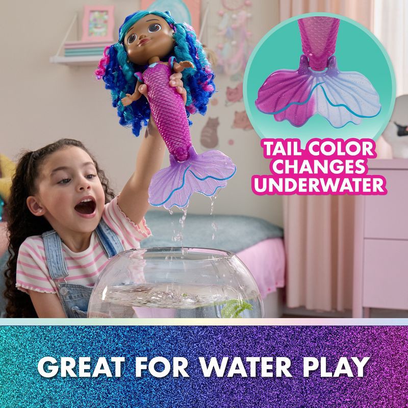 slide 3 of 5, Gabby's Dollhouse: The Movie, Sing & Shine Mermaid Gabby, Waterproof Mermaid Doll, Lights & Sounds, 1 ct