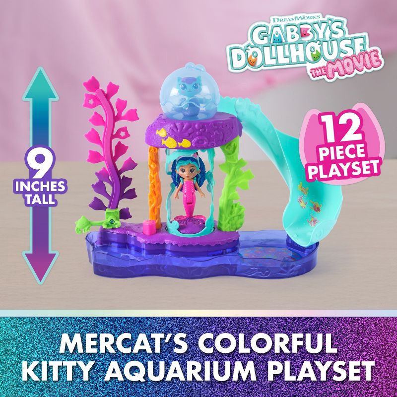 slide 2 of 10, Gabby's Dollhouse: The Movie, MerCat's Colorful Kitty Aquarium Playset with Figures & Accessories, 1 ct