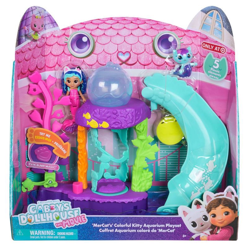slide 9 of 10, Gabby's Dollhouse: The Movie, MerCat's Colorful Kitty Aquarium Playset with Figures & Accessories, 1 ct