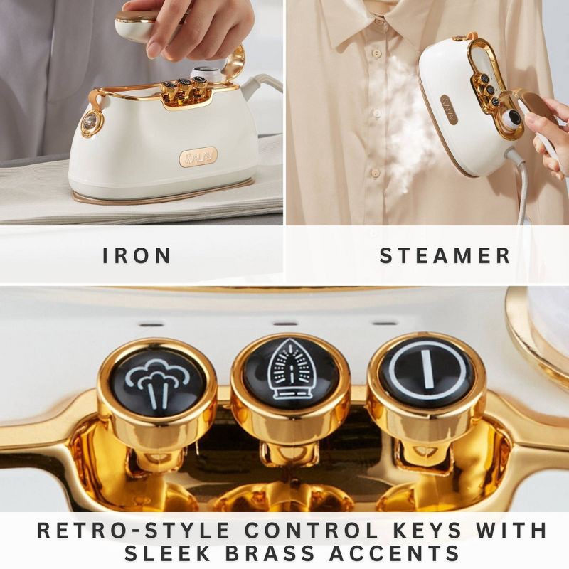 slide 4 of 11, SALAV IS-900 Retro Edition Duopress Steamer and Iron Pearl, 1 ct