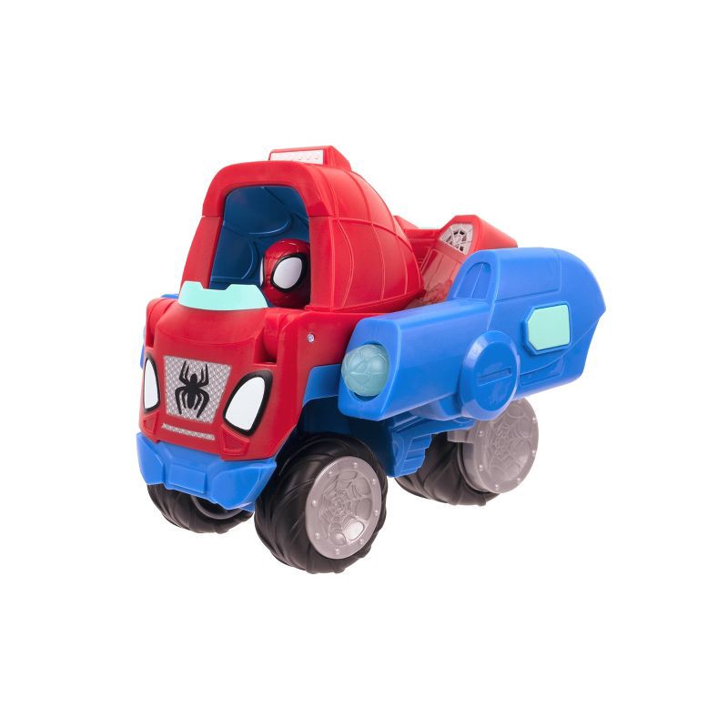 slide 6 of 9, Spidey and His Amazing Friends Land and Sea Cruiser Toy Vehicle: 1:8 Scale, 3 Pieces, Battery-Powered Plastic Boat & Car, 3 ct