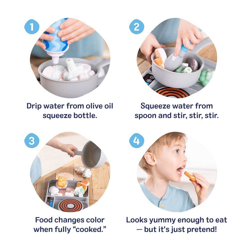 slide 7 of 9, Melissa & Doug Water WOW Saute & Serve Play Set: Plastic Kitchen Accessories, Educational Focus on Motor Skills, 1 ct