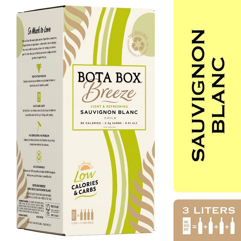 slide 2 of 8, Bota Box Breeze Sauvignon Blanc - 3L Box, 3 liter