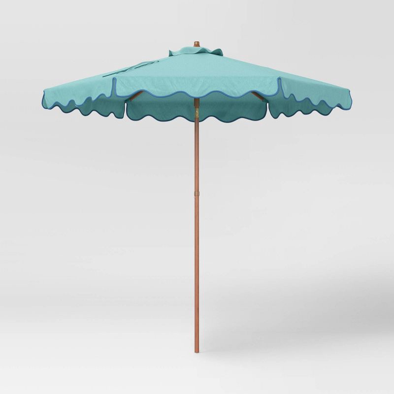 slide 1 of 6, 7.5' Round Scalloped Umbrella Jade Isle - Threshold™, 1 ct