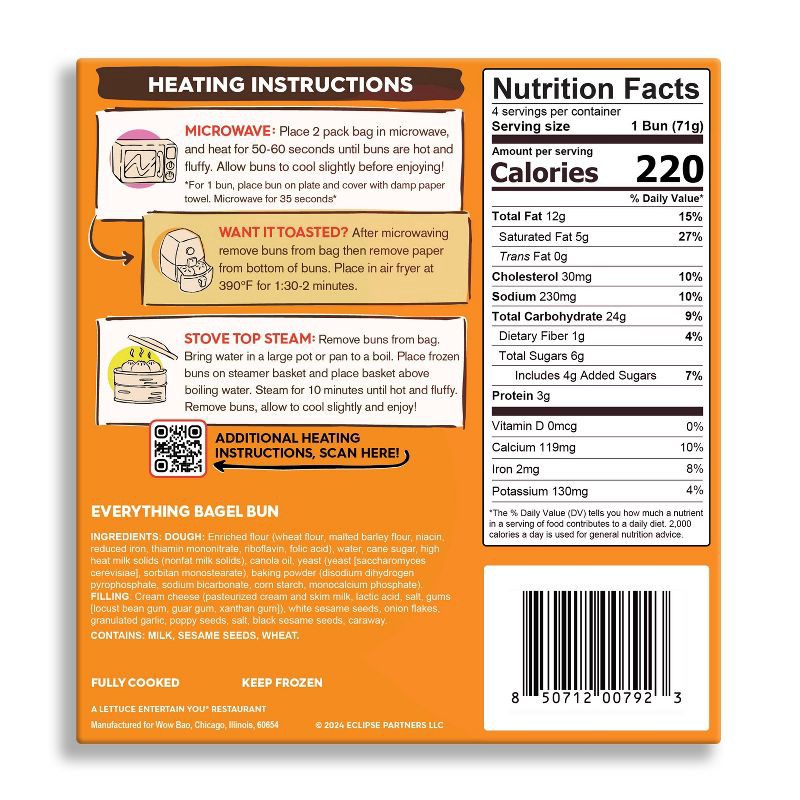 slide 2 of 4, Wow Bao Everything Bagel Breakfast Frozen Bun - 10oz/4ct, 4 ct; 10 oz