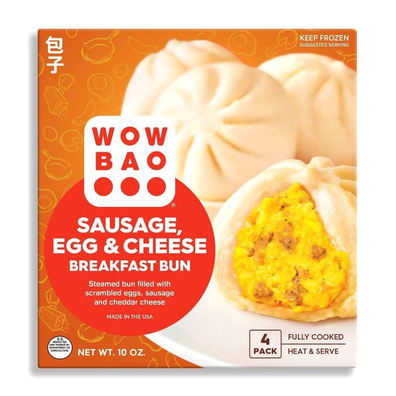 slide 1 of 4, Wow Bao Sausage Egg and Cheese Breakfast Frozen Bun - 10oz/4pk, 4 ct; 10 oz