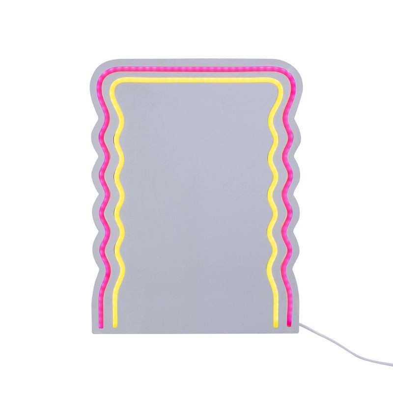 slide 1 of 3, West & Arrow Prism 13" LED Neon Wavy Desk Mirror, 1 ct