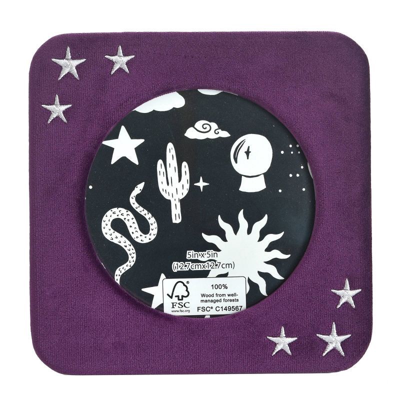 slide 1 of 3, StyleCraft Celestial Garden 5"x5" Purple Velvet Photo Frame, 1 ct
