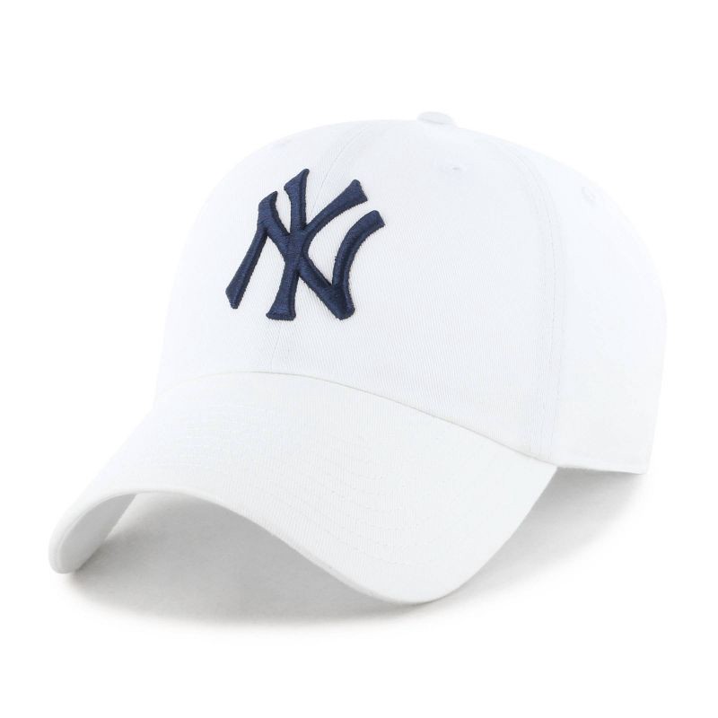 slide 1 of 2, MLB New York Yankees Clean Up Hat - White: Adjustable Cotton Baseball Cap, 1 ct