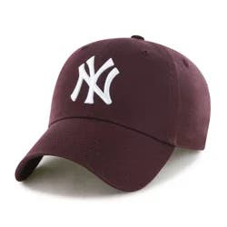 MLB New York Yankees Clean Up Hat - Maroon: Cotton Adjustable Baseball Cap