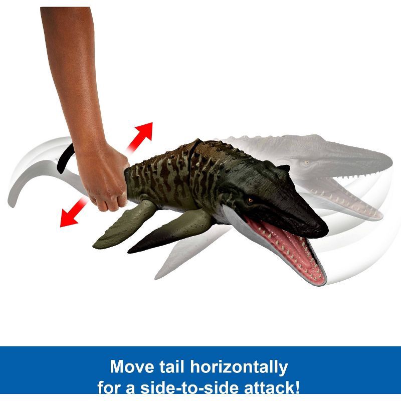 slide 3 of 6, Jurassic World Rebirth Bite N Blast Mosasaurus Action Figure and Mini Dilophosaurus, Dinosaur Toy, 1 ct