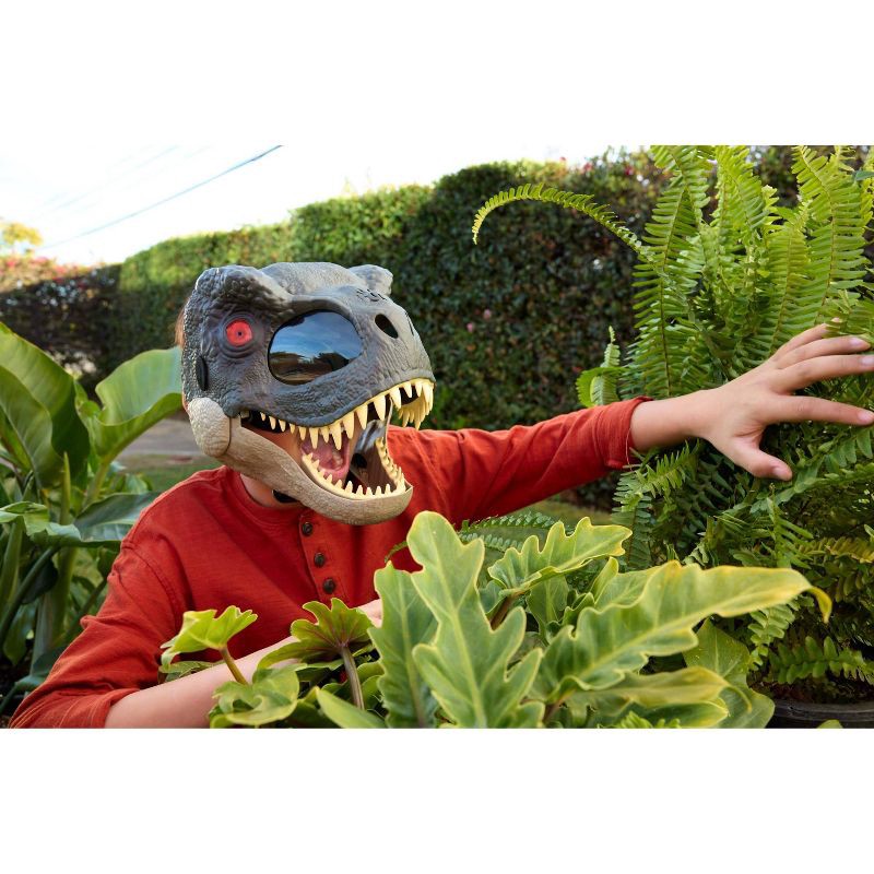 slide 2 of 6, Jurassic World Rebirth T-Rex Rage N Roar Mask with LED Light Up Eyes Feature, 3 Level Effects, 1 ct
