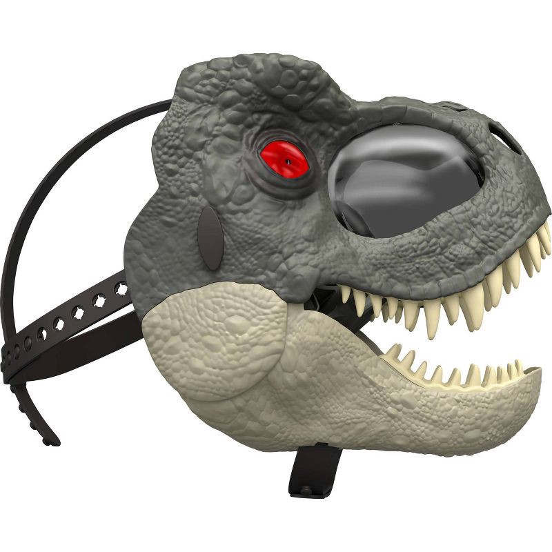 slide 6 of 6, Jurassic World Rebirth T-Rex Rage N Roar Mask with LED Light Up Eyes Feature, 3 Level Effects, 1 ct
