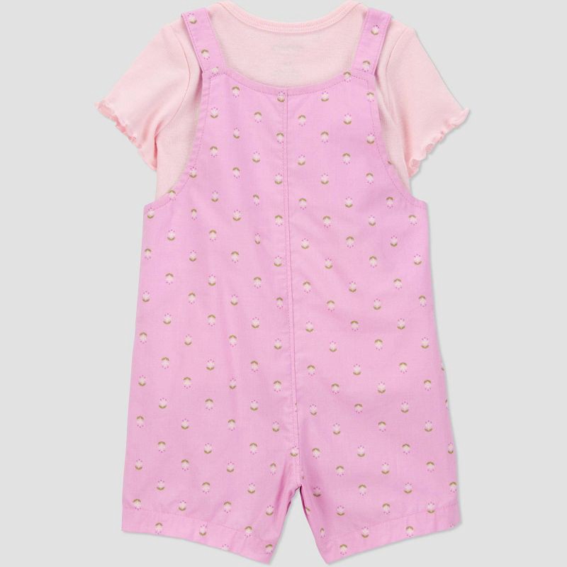 slide 7 of 7, Carter's Just One You® Baby Girls' Geo Shortalls - Purple 3M: 100% Cotton, Floral Pattern, Sleeveless, Crew Neck, Front Pocket, 1 ct