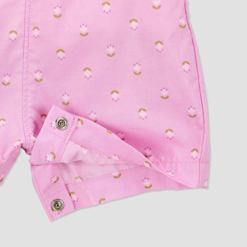 slide 2 of 7, Carter's Just One You® Baby Girls' Geo Shortalls - Purple 3M: 100% Cotton, Floral Pattern, Sleeveless, Crew Neck, Front Pocket, 1 ct