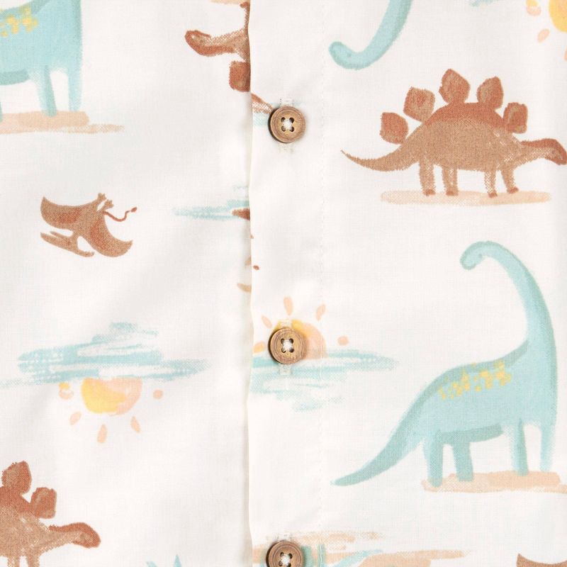 slide 4 of 4, Carter's Just One You® Baby Boys' Top & Shorts Set - Brown/White 9M: Dinosaur Pattern, Cotton Poplin, Button Down Shirt, 1 ct