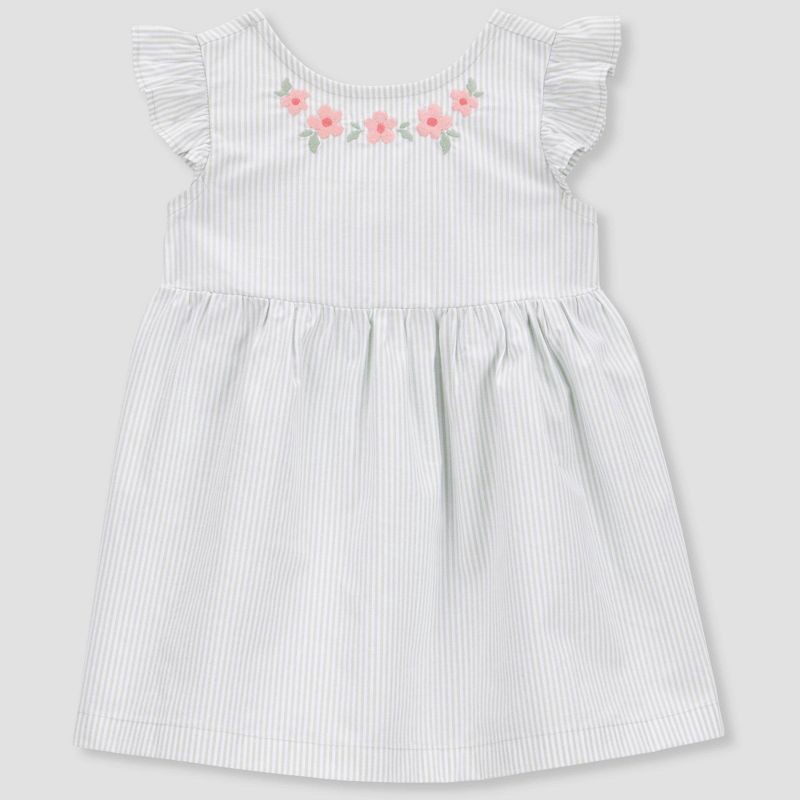 slide 5 of 5, Carter's Just One You® Baby Girls' Striped Floral with Hat - Green 12M: Cotton A-Line Dress Set, 1 ct