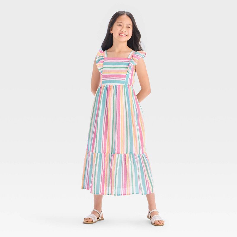 print midi dress Floral-Print Wedding-Guest Dress with Short Sleeves Orange Multi / Medium