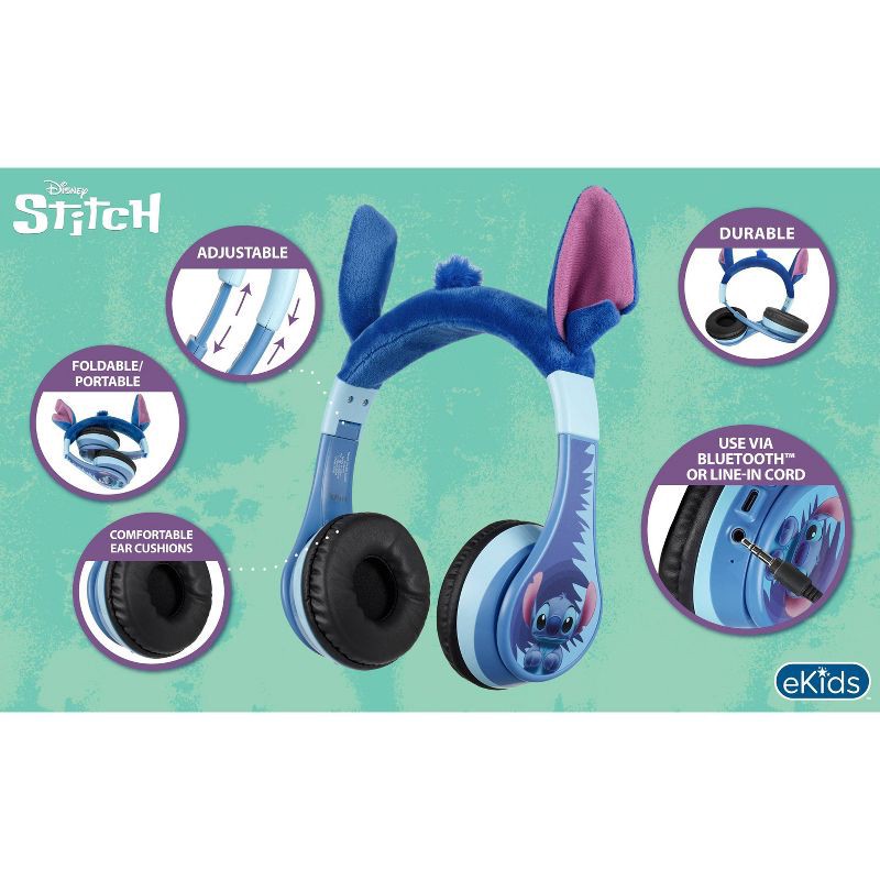 slide 4 of 6, Lilo & Stitch Bluetooth Wireless Headphones - Blue, 1 ct