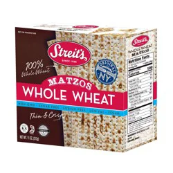 Streit's 100% Whole Wheat No Salt Added Matzos Kosher for Passover