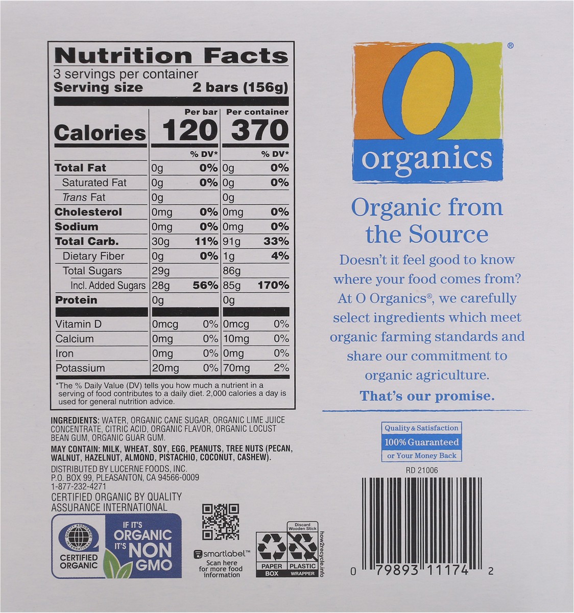 slide 5 of 13, O Orgnc Fruit Bars Lime, 6 ct; 2.45 fl oz