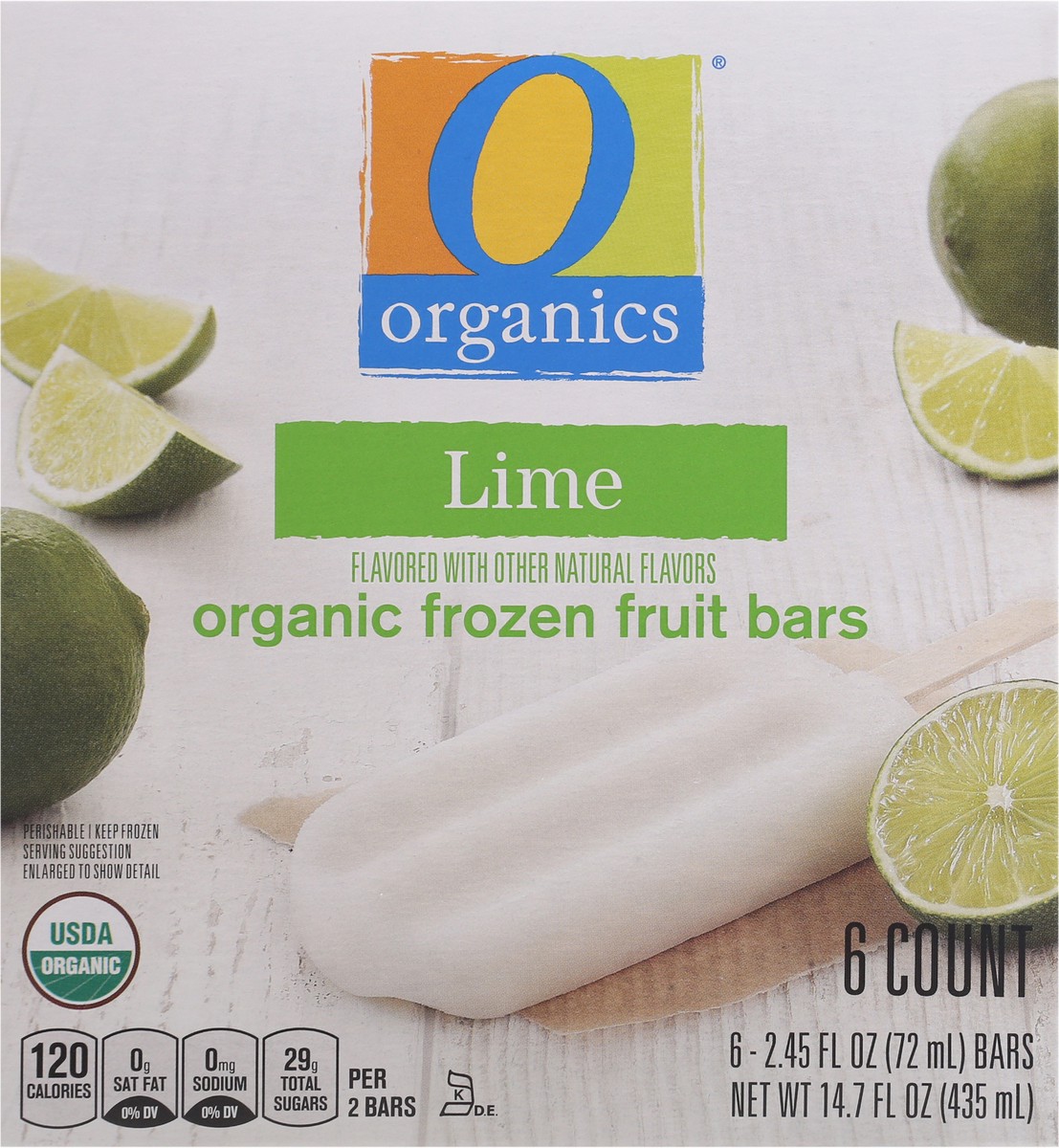 slide 7 of 13, O Orgnc Fruit Bars Lime, 6 ct; 2.45 fl oz